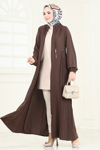 moda selvim Abaya 2568SL432 Brown - Thumbnail