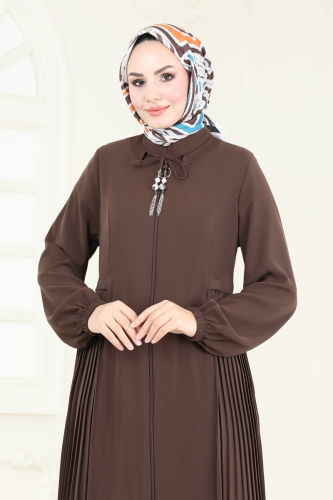 moda selvim Abaya 2568SL432 Brown - Thumbnail