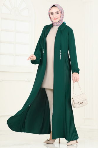 moda selvim Abaya 2568SL432 Emerald - Thumbnail