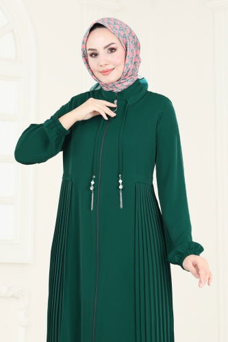 moda selvim Abaya 2568SL432 Emerald - Thumbnail