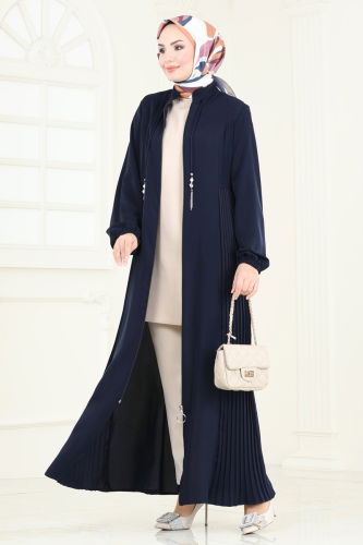 moda selvim Abaya 2568SL432 Navy Blue - Thumbnail