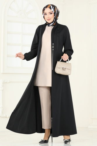 moda selvim Abaya 2569SL432 Black - Thumbnail