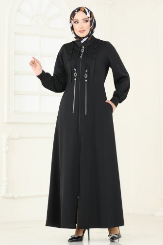 moda selvim Abaya 2569SL432 Black - Thumbnail