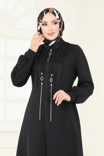 moda selvim Abaya 2569SL432 Black - Thumbnail