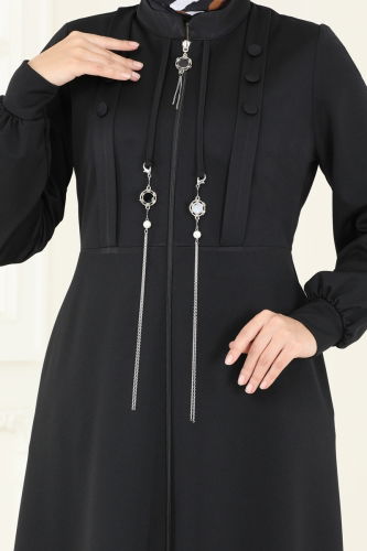 moda selvim Abaya 2569SL432 Black - Thumbnail