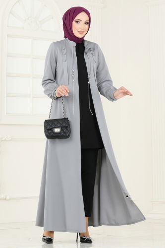 moda selvim Abaya 2569SL432 Gray - Thumbnail