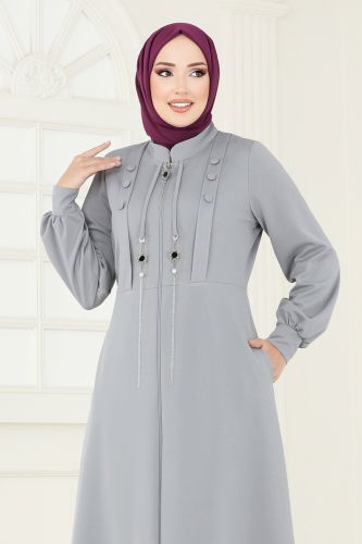 moda selvim Abaya 2569SL432 Gray - Thumbnail