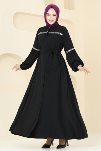 moda selvim Abaya 2570SL432 Black - Thumbnail