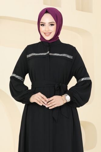 moda selvim Abaya 2570SL432 Black - Thumbnail