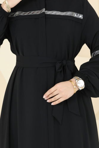 moda selvim Abaya 2570SL432 Black - Thumbnail