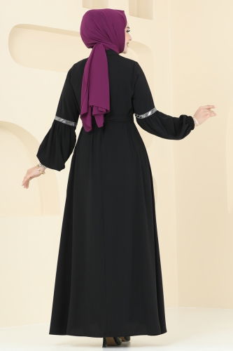 moda selvim Abaya 2570SL432 Black - Thumbnail