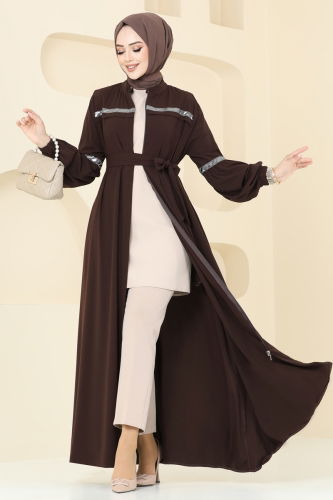 moda selvim Abaya 2570SL432 Brown - Thumbnail