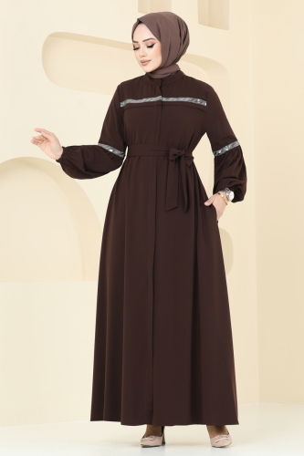 moda selvim Abaya 2570SL432 Brown - Thumbnail