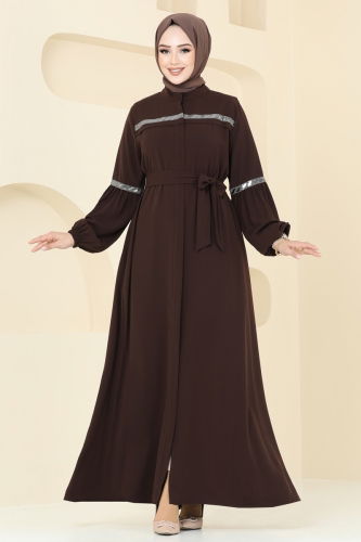 moda selvim Abaya 2570SL432 Brown - Thumbnail