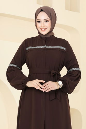 moda selvim Abaya 2570SL432 Brown - Thumbnail