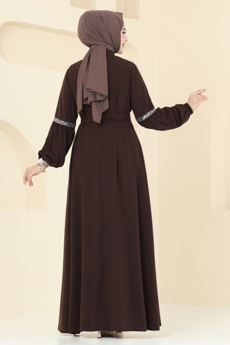 moda selvim Abaya 2570SL432 Brown - Thumbnail