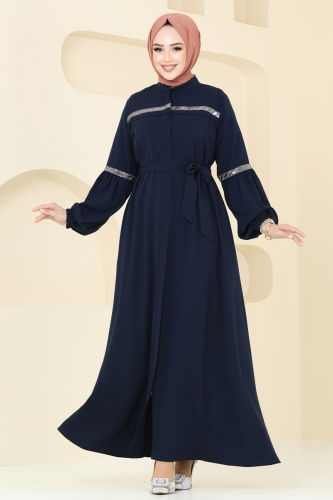 moda selvim Abaya 2570SL432 Navy Blue - Thumbnail