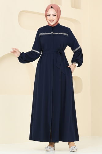 moda selvim Abaya 2570SL432 Navy Blue - Thumbnail