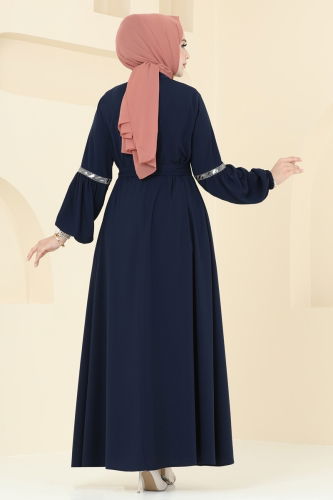 moda selvim Abaya 2570SL432 Navy Blue - Thumbnail