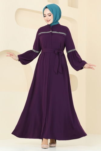 moda selvim Abaya 2570SL432 Purple - Thumbnail