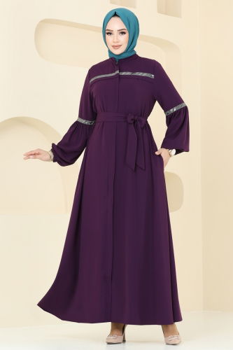 moda selvim Abaya 2570SL432 Purple - Thumbnail