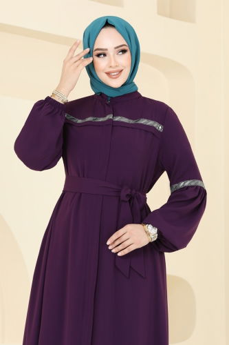 moda selvim Abaya 2570SL432 Purple - Thumbnail