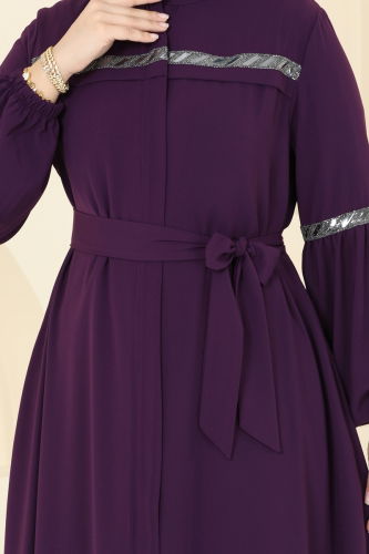 moda selvim Abaya 2570SL432 Purple - Thumbnail