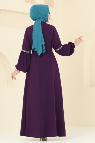 moda selvim Abaya 2570SL432 Purple - Thumbnail