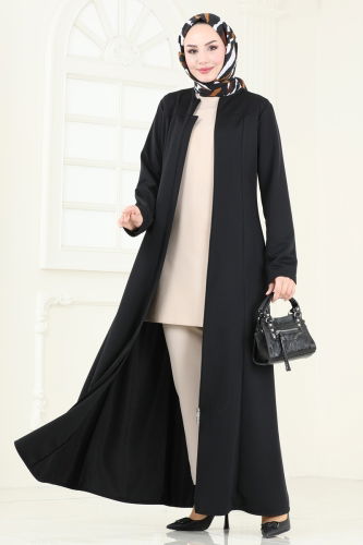 moda selvim Abaya 2574SL432 Black - Thumbnail