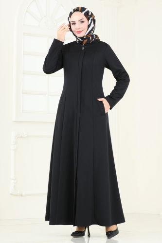 moda selvim Abaya 2574SL432 Black - Thumbnail