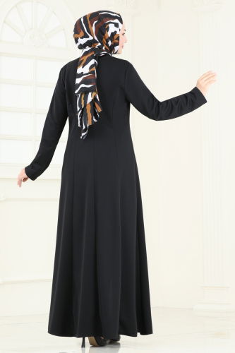 moda selvim Abaya 2574SL432 Black - Thumbnail