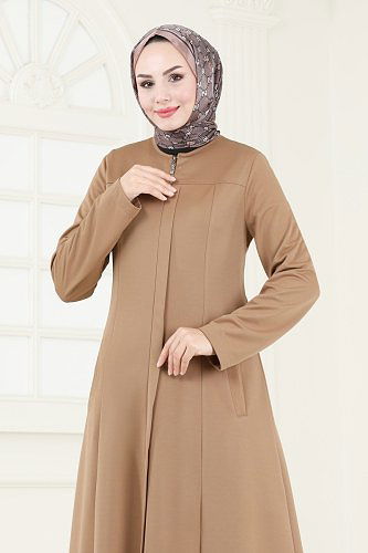 moda selvim عباءة بيج 2574SL432 - Thumbnail