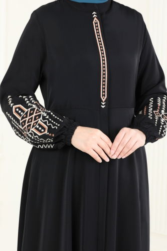 moda selvim Abaya 2583SL432 Black - Thumbnail