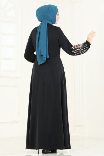 moda selvim Abaya 2583SL432 Black - Thumbnail