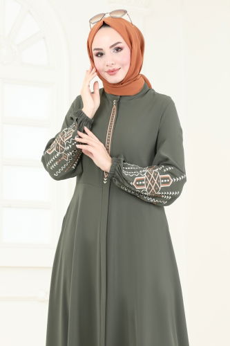 moda selvim Abaya 2583SL432 Khaki - Thumbnail