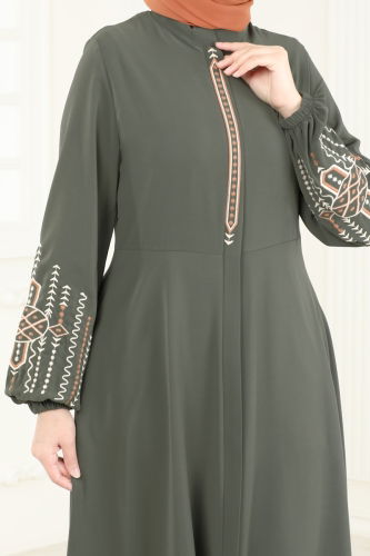 moda selvim Abaya 2583SL432 Khaki - Thumbnail