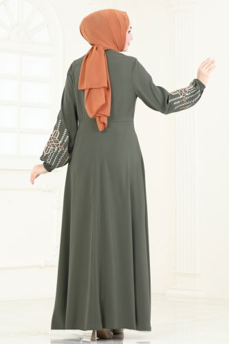 moda selvim Abaya 2583SL432 Khaki - Thumbnail