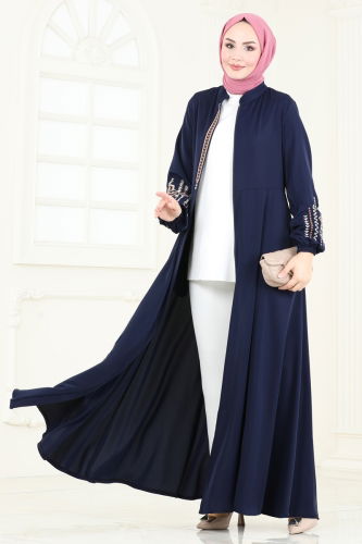 moda selvim Abaya 2583SL432 Navy Blue - Thumbnail