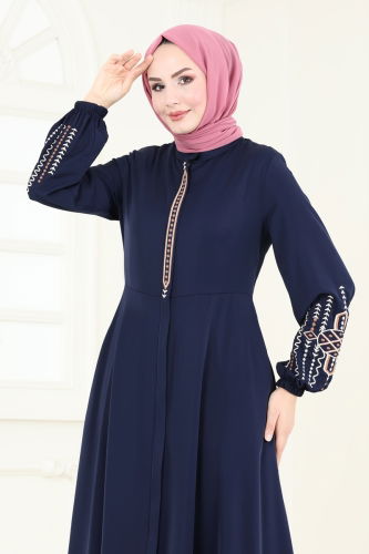 moda selvim Abaya 2583SL432 Navy Blue - Thumbnail