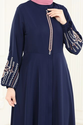 moda selvim Abaya 2583SL432 Navy Blue - Thumbnail