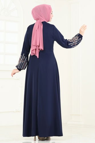 moda selvim Abaya 2583SL432 Navy Blue - Thumbnail