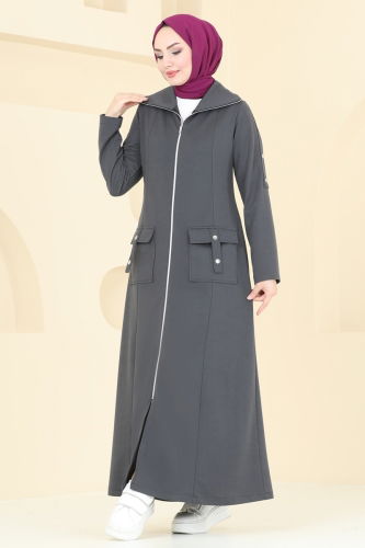 moda selvim Abaya 2593SL432 Anthracite - Thumbnail