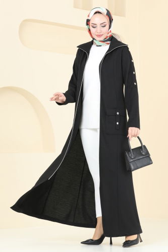 moda selvim Abaya 2593SL432 Black - Thumbnail