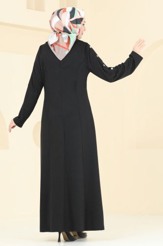 moda selvim Abaya 2593SL432 Black - Thumbnail