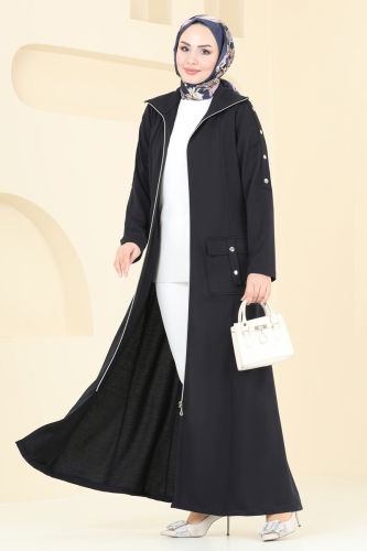 moda selvim Abaya 2593SL432 Navy Blue - Thumbnail