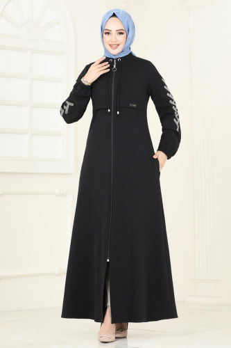 moda selvim Abaya 2597SL432 Black - Thumbnail