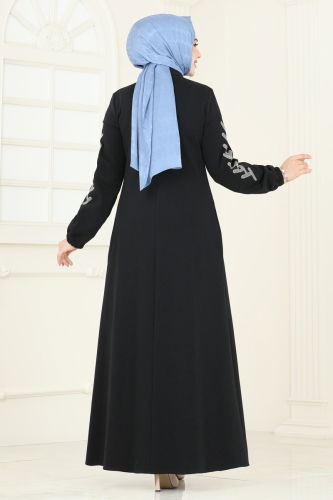 moda selvim Abaya 2597SL432 Black - Thumbnail