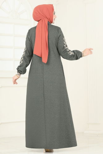 moda selvim Abaya 2597SL432 Khaki - Thumbnail