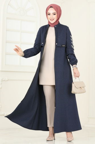 moda selvim Abaya 2597SL432 Navy Blue - Thumbnail