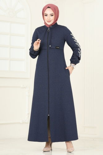 moda selvim Abaya 2597SL432 Navy Blue - Thumbnail